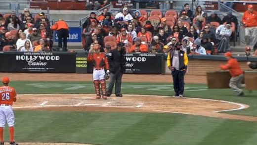 Coach Tomlin Trips Reds’ Grounds Crew