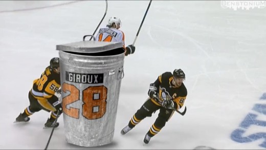 Trashcan Giroux Hits Letang